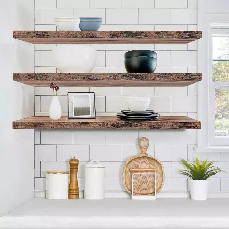 Sorbus 3 Pack 48 Inch Wall Mounted Floating Shelves - for Bedroom, Kitchen, Living Room, Bathroom Shelves, Farmhouse Home Dcor