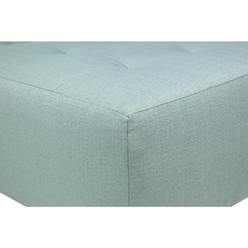 Button Tufted Upholstered Square Ottoman | Blue | Modern Accent Footrest