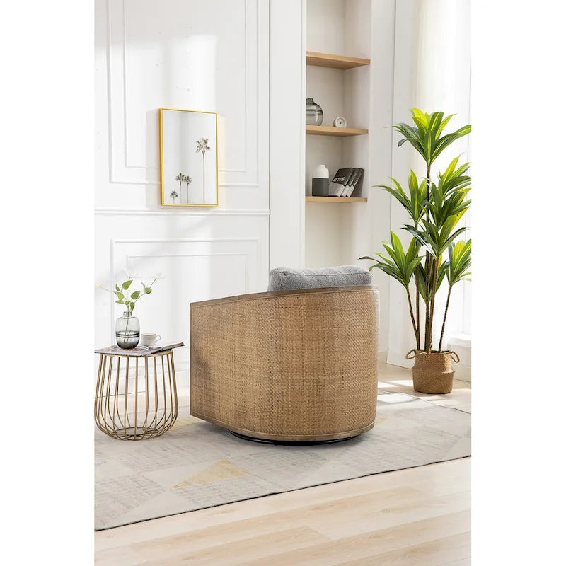 Swivel Barrel Chair, Comfy Round Accent Sofa Chair for Living Room, 360 Degree Swivel Barrel Club Chair, Leisure Arm Chair