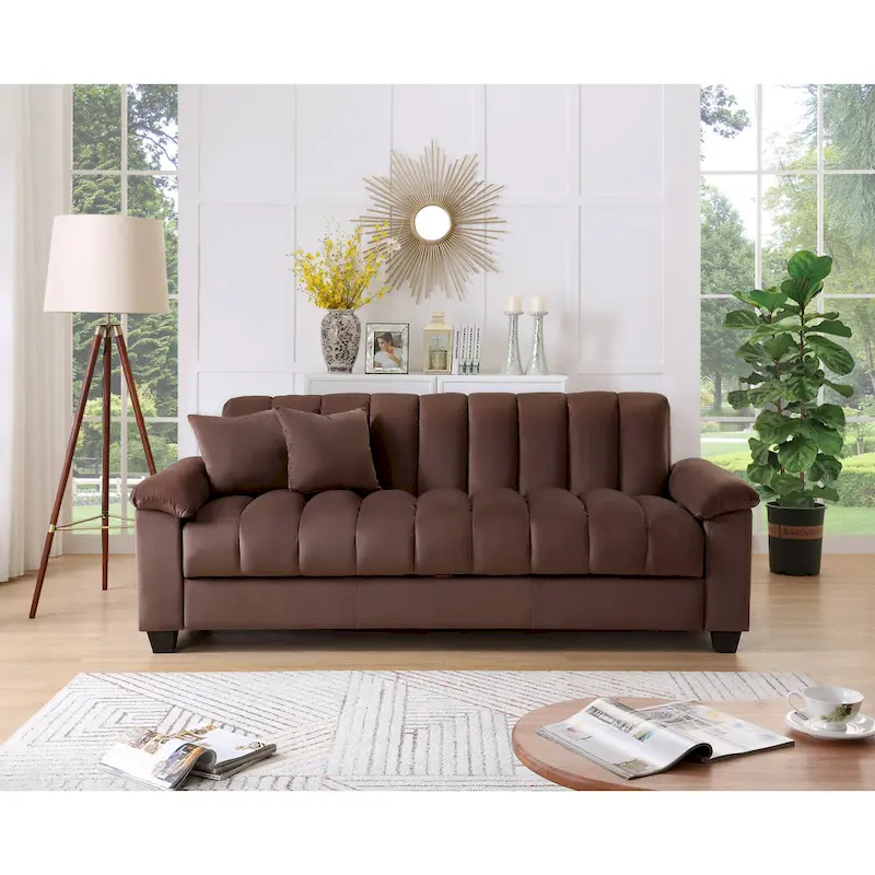 83 Comfortable Velvet Storage Sleeper Convertible Sofa Bed.
