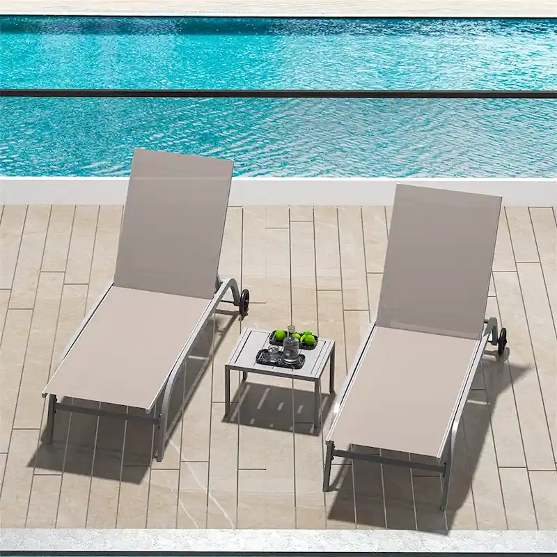 Two Outdoor Lounge Chairs with 1 Table