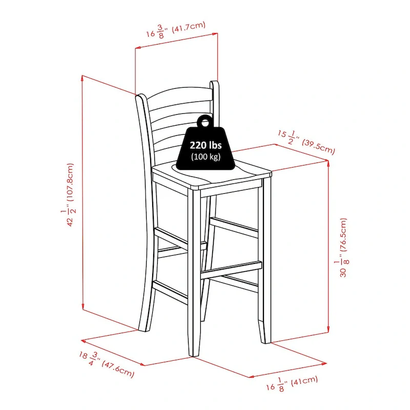 High Dining Table with Ladder-back Bar Stools, Walnut