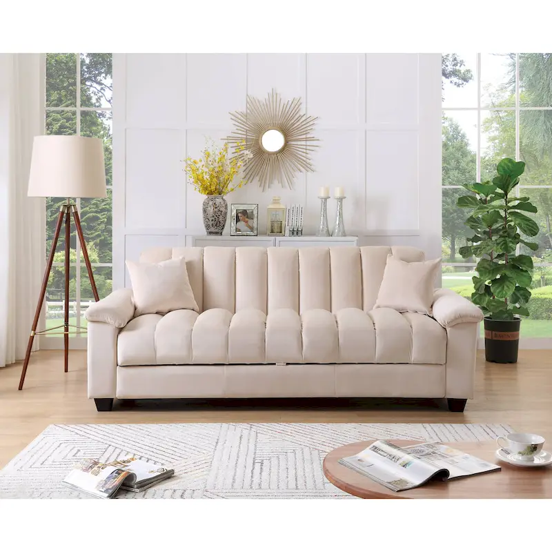 83 Comfortable Velvet Storage Sleeper Convertible Sofa Bed.