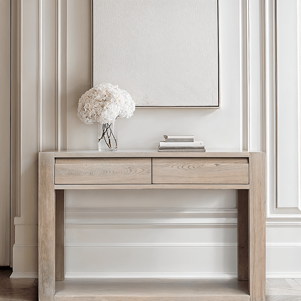 Smoked Oak 2 Drawer Console Table