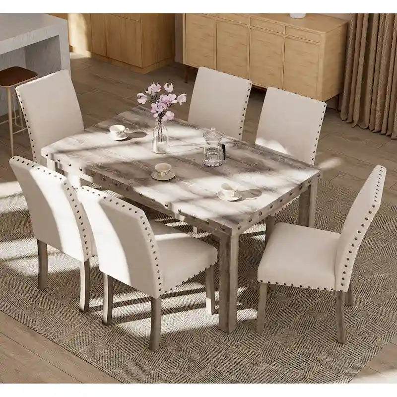 Rustic Farmhouse Rectangular Dining Table, Premium Wood