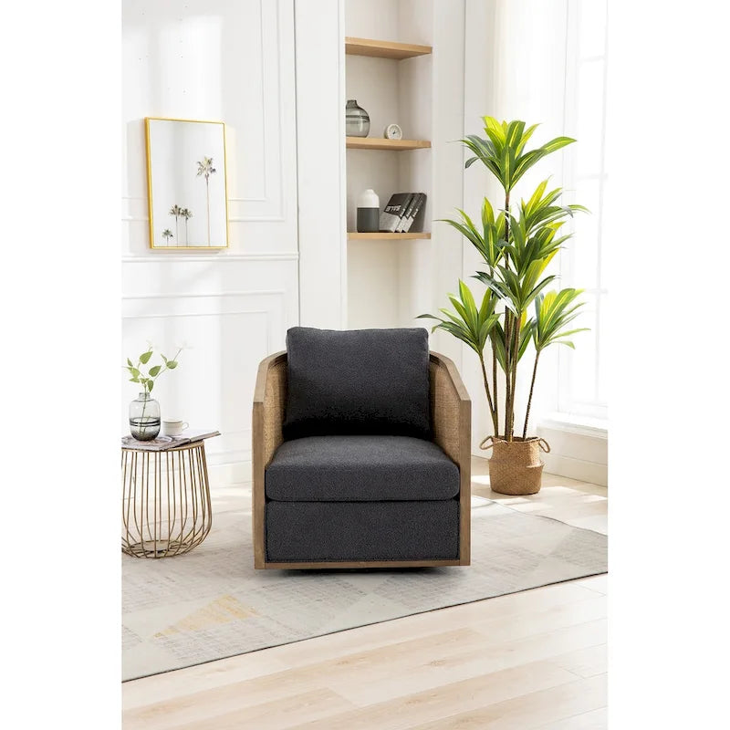 Swivel Barrel Chair, Comfy Round Accent Sofa Chair for Living Room, 360 Degree Swivel Barrel Club Chair, Leisure Arm Chair
