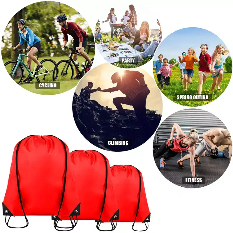 Narwey 60 Pieces Drawstring Backpack Bulk Cinch Sackpack Ployster Drawstring Bags(Red)
