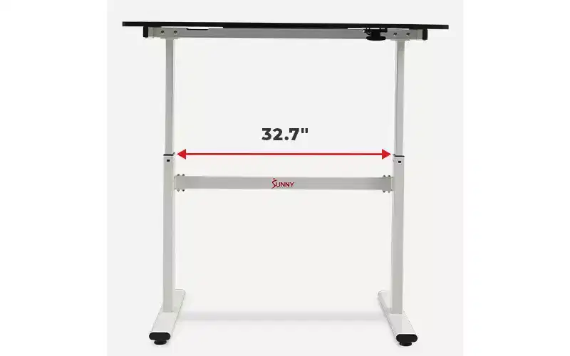 Sunny Health & Fitness Air-Drive Standing Desk with Cordless Air Lift - White