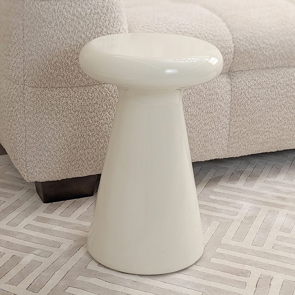 Cream Indoor/Outdoor Round Side Table