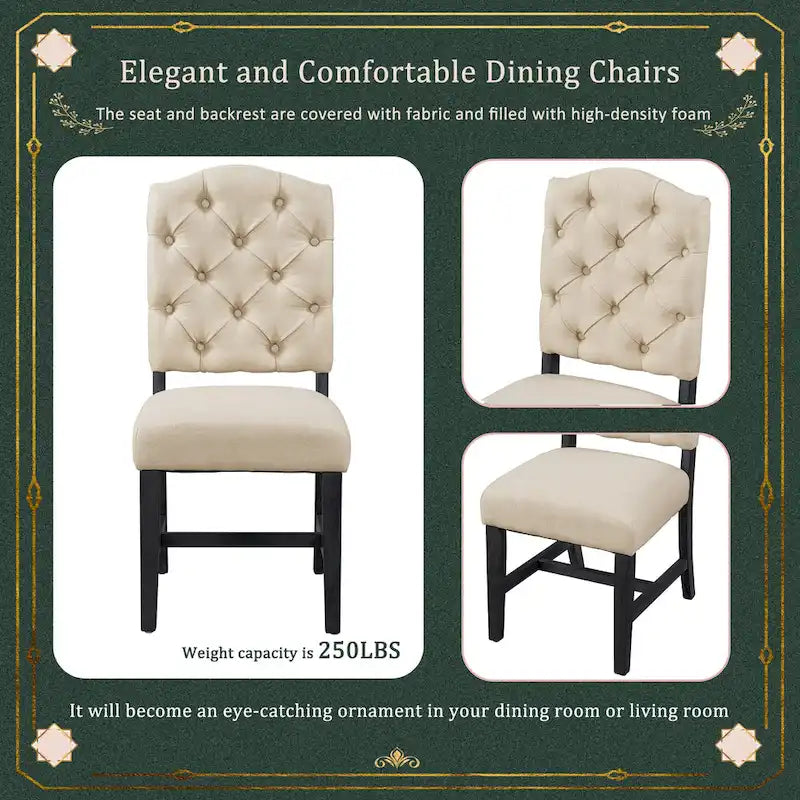 Functional Dining Table Set with Extendable Table and 4 Upholstered Chairs