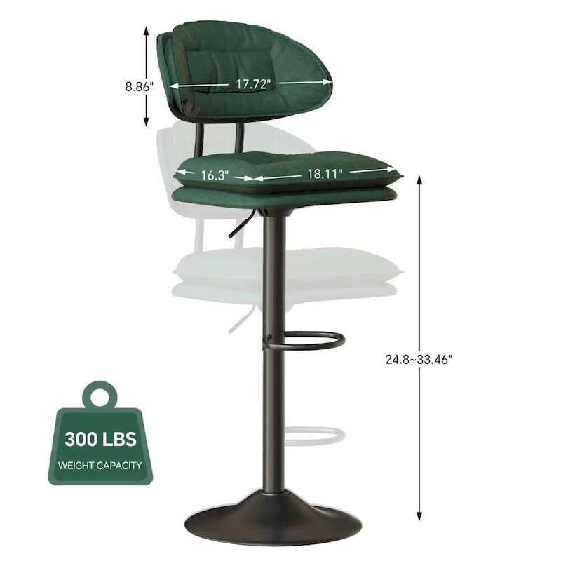 Set of 2 Swivel Bar Stools Adjustable Counter Height