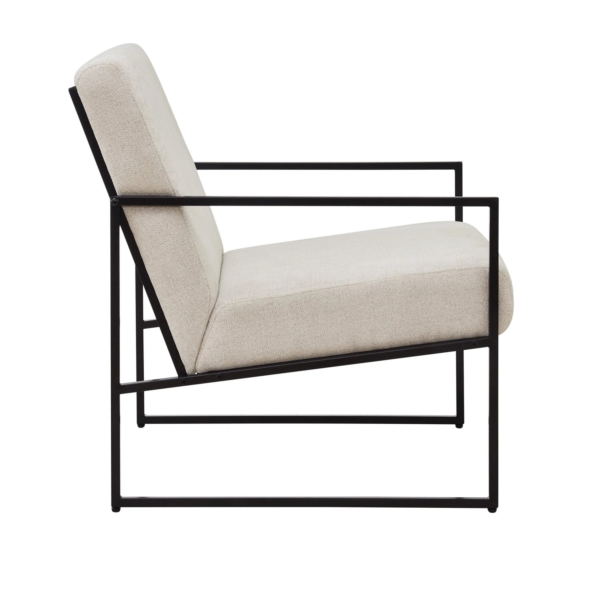 Modern Light Beige Fabric Accent Chair with Space-Saving Design for Living Room