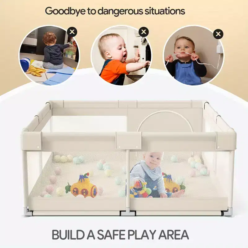59x59in Baby Playpen Safe and Durable Activity Fence for Babies and Toddlers, Indoor & Outdoor Use, Perfect for Playtime and Learning