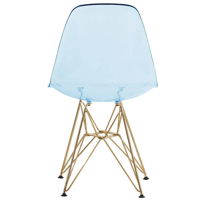 Cresco Plastic Dining Side Chair with Eiffel Base in Gold Set of 2 by LeisureMod