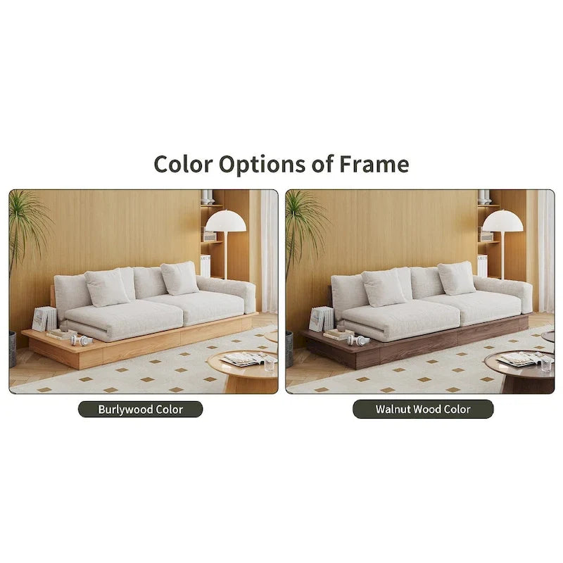 JASIWAY Modern Solid Wood Upholstered Cotton Linen Sofa