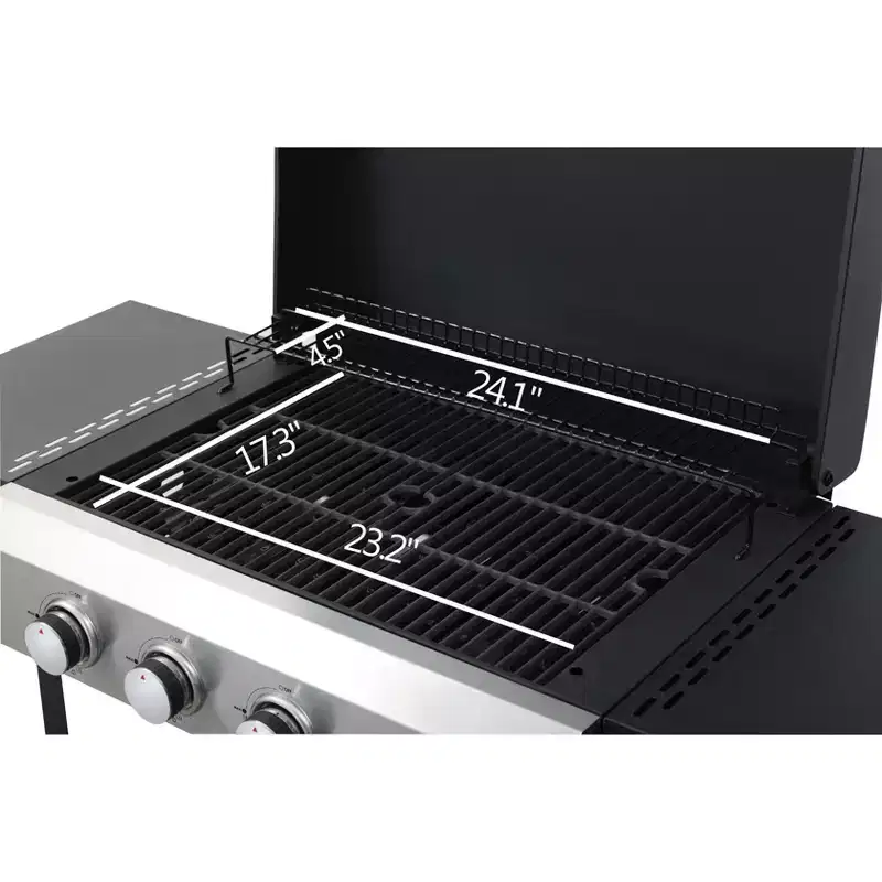 TUYOHW 4-Burner propane Gas BBQ Grill,49200BTU Output Outdoor Grill with Hanging Basket&Foldable Side Table,Enameled Cast Iron Cooking Grids
