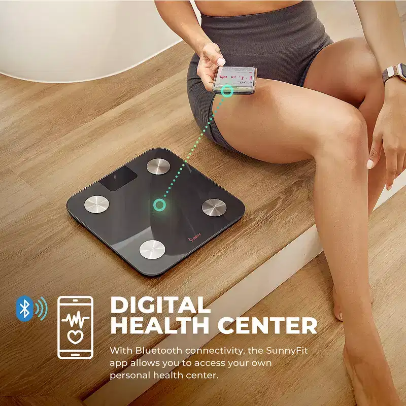 Smart Digital Body Composition Scale with 20 Metrics, Bluetooth Fitness Tracking & SunnyFit App Workouts  Sunny Health & Fitness