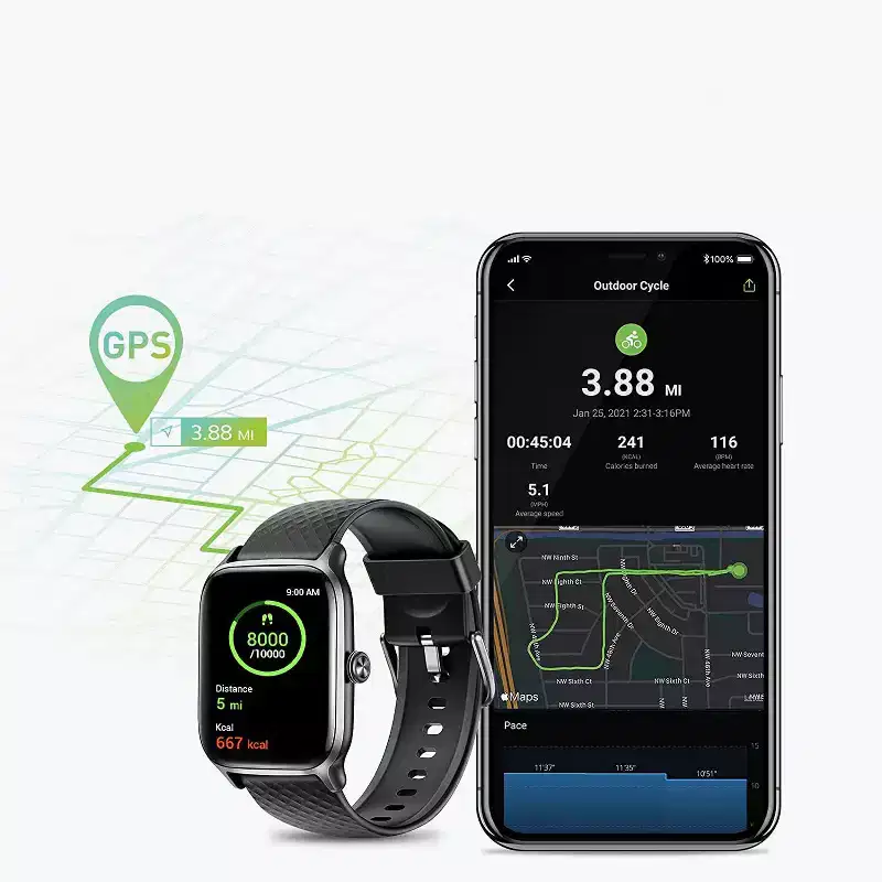 Letsfit Smart Watch Fitness Tracker with Heart Rate & Sleep Monitor & Blood Oxygen Saturation Compatible with iPhone & Android Phones - EW1