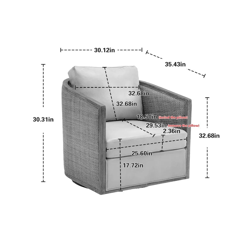Swivel Barrel Chair, Comfy Round Accent Sofa Chair for Living Room, 360 Degree Swivel Barrel Club Chair, Leisure Arm Chair