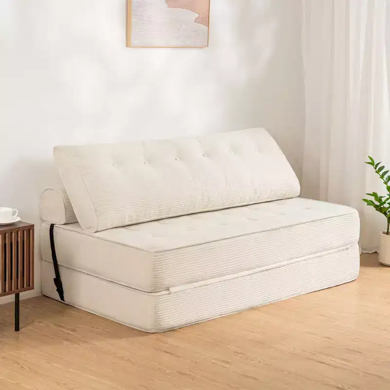 WARMOUNTS Foldable Sofa Bed with Adjustable Backrest, Convertible Queen Size Sleeper Sofa for Living Room & Office