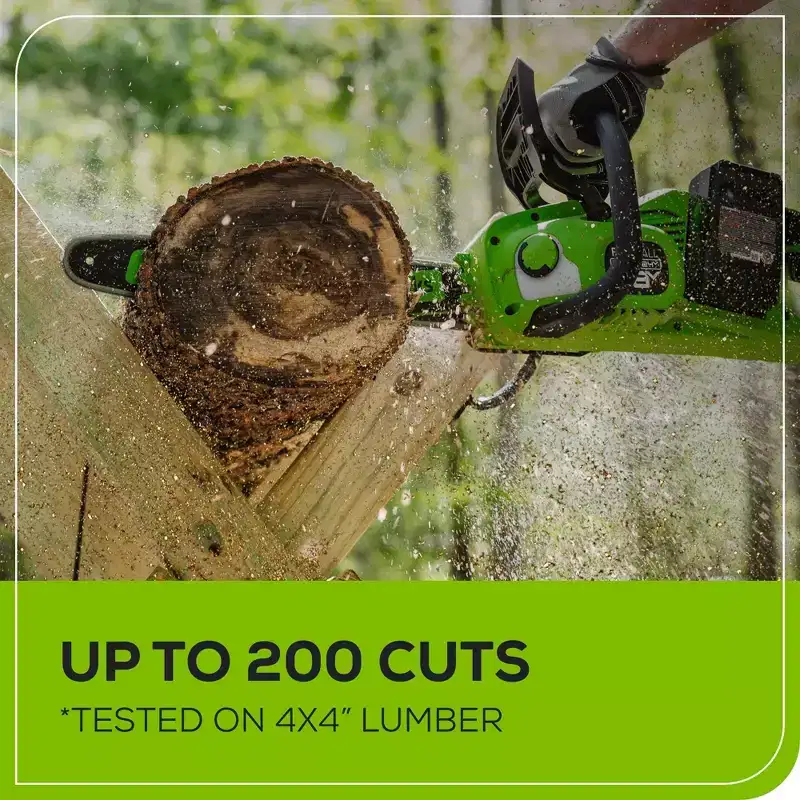 Greenworks POWERALL 2x24V 16" Brushless Cordless Chainsaw with (2) 4.0Ah Batteries and Dual Port Charger