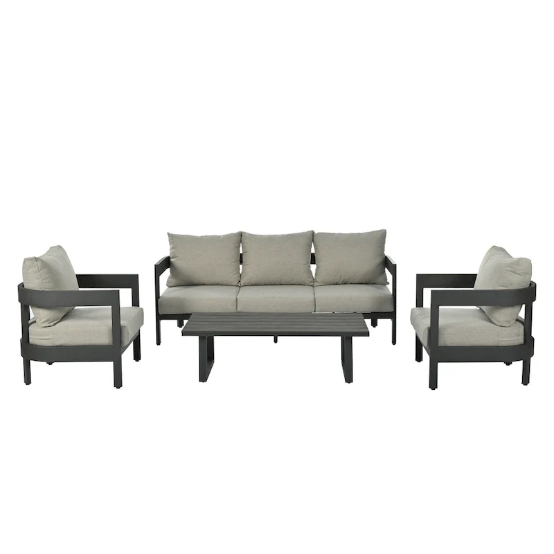 4-Piece Outdoor Seating Set with Thick Cushions