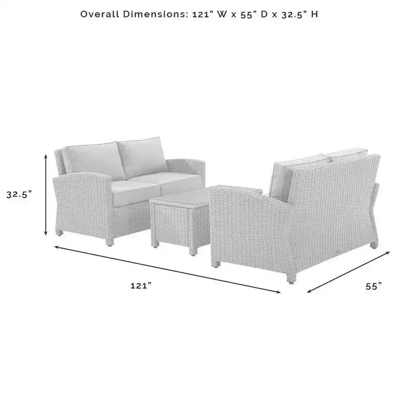 Bradenton 3pc Outdoor Wicker Seating Set - Crosley