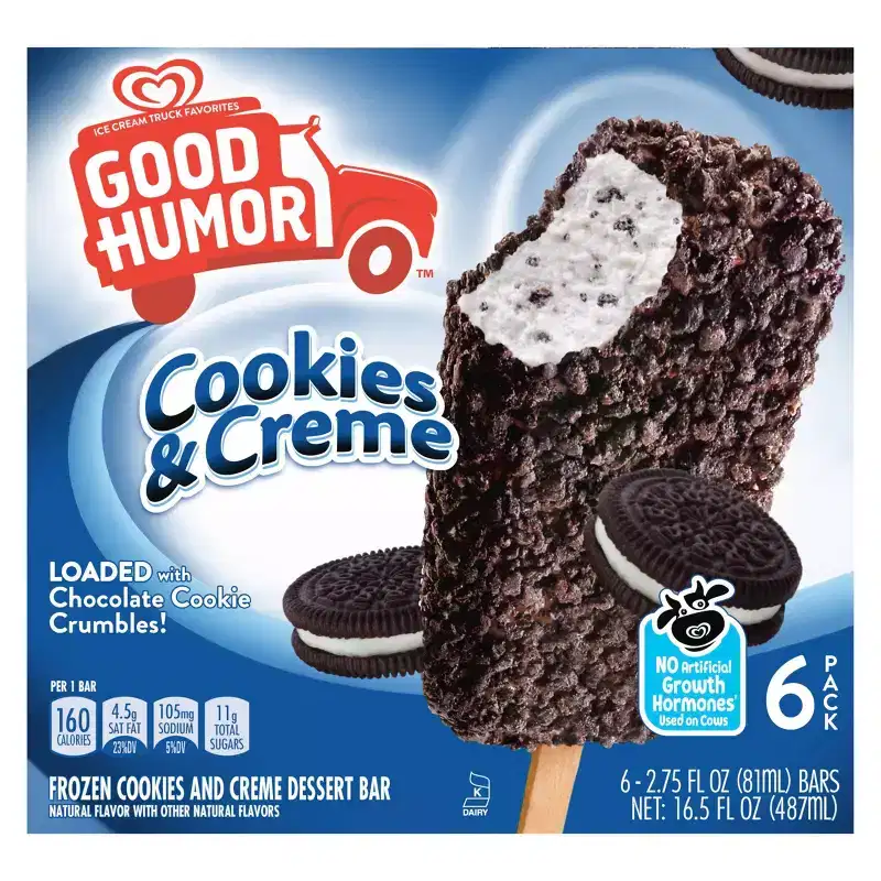 Good Humor Cookies & Crème Frozen Dessert Bars - 16.5oz/6ct
