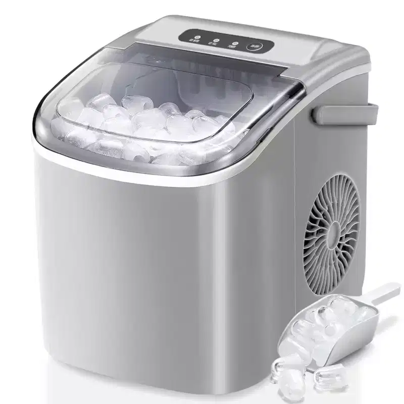 Portable Ice Maker,Countertop Model,Self-Cleaning,26.5lbs/24Hrs,6 Mins/9 Pcs Bullet Ice,Includes Ice Scoop and Basket