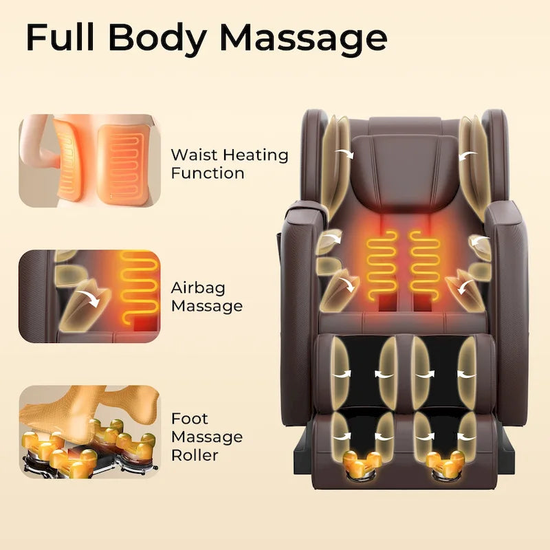 Full Body Massage Chair with Zero Gravity, Bluetooth Speaker & Foot Roller