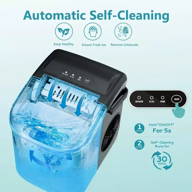 EUHOMY 26 Lbs. Countertop Bullet Ice Maker, Black