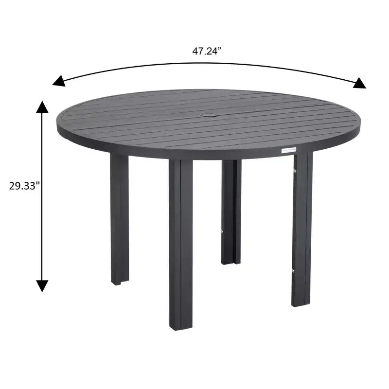LeisureMod Chelsea 5-Piece Patio Dining Set, 48 Round Aluminum Dining Table and 4 Dining Armchair