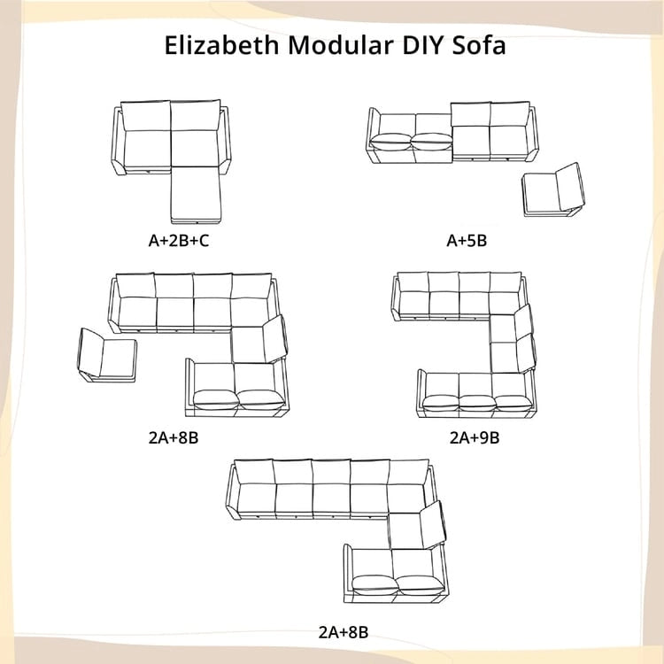 Modern DIY Convertible Modular Sectional Ultimate Sofa Collection - Optional Ottoman Middle and Armrest Modules