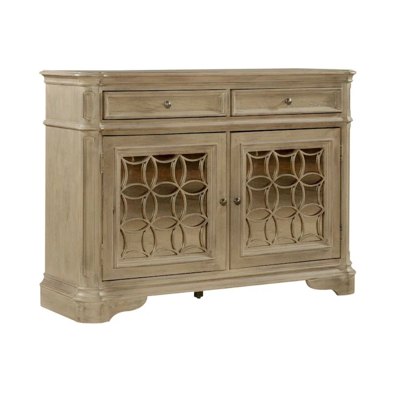 Wood Buffet Cabinet with Mirrored Doors and Drawer Storage