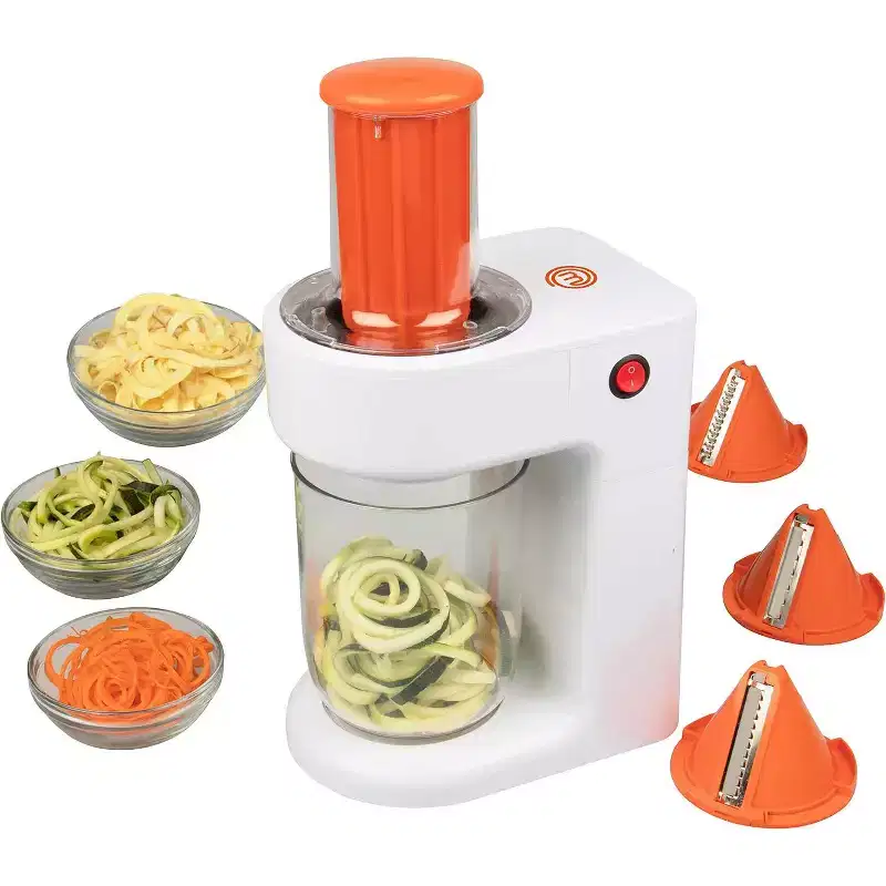 MasterChef Electric Spiralizer- 3-in-1 Vegetable Noodle Pasta Maker - Zoodle Zucchini Veggie Slicer and XL Hopper (w FREE Recipe Guide)