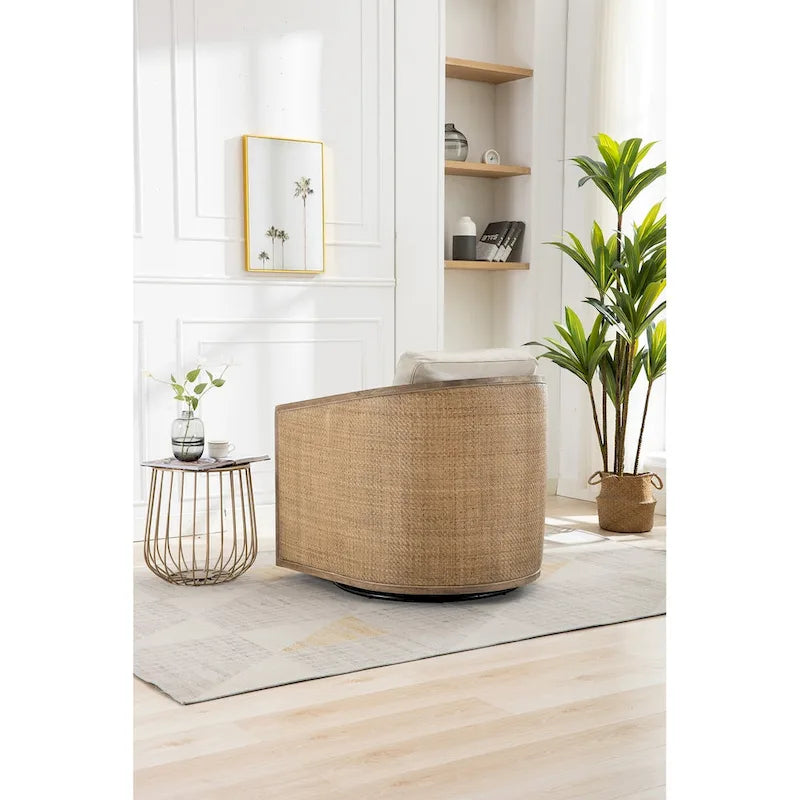 Swivel Barrel Chair, Comfy Round Accent Sofa Chair for Living Room, 360 Degree Swivel Barrel Club Chair, Leisure Arm Chair