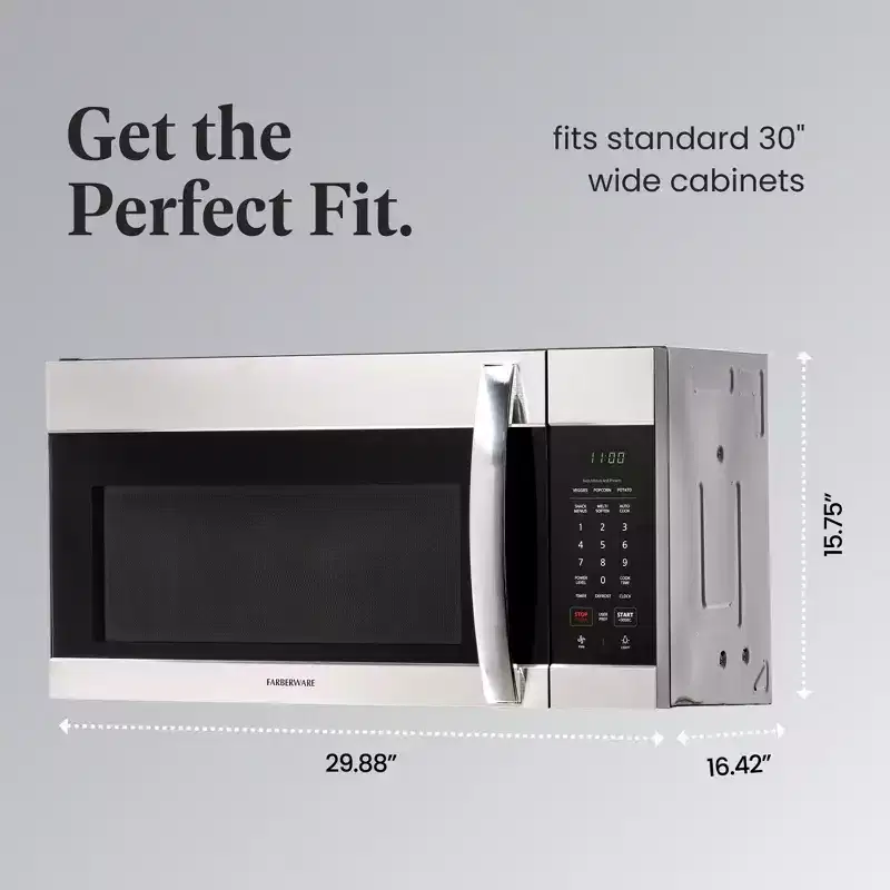Farberware 1.7 Cu. Ft. Over-the-Range Microwave, 1000W with Smart Sensor Cooking