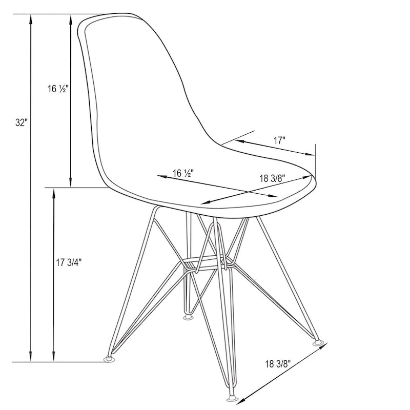 Cresco Plastic Dining Side Chair with Eiffel Base in Gold Set of 2 by LeisureMod