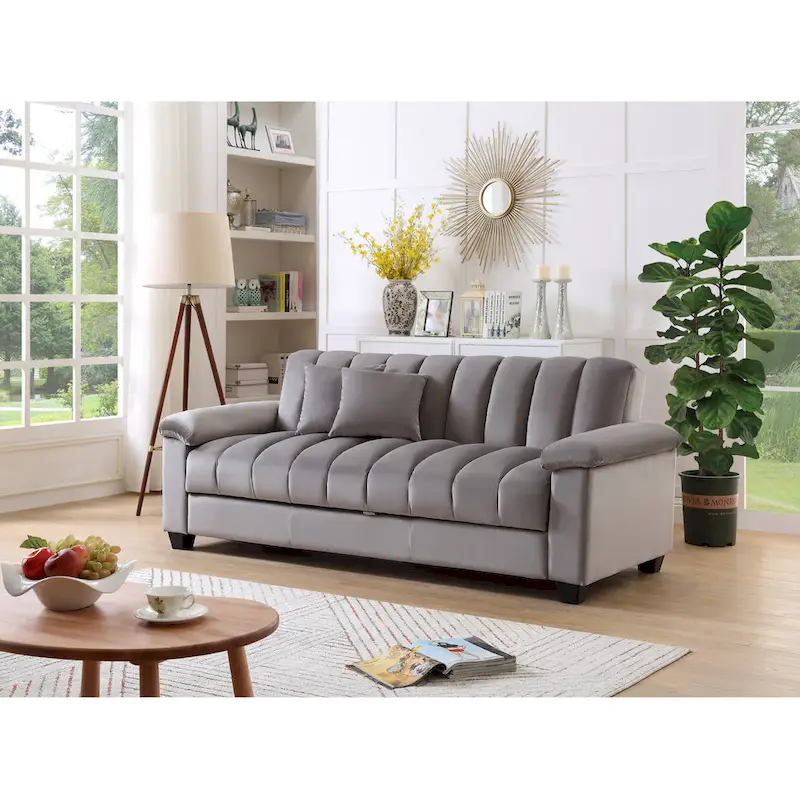 83 Comfortable Velvet Storage Sleeper Convertible Sofa Bed.