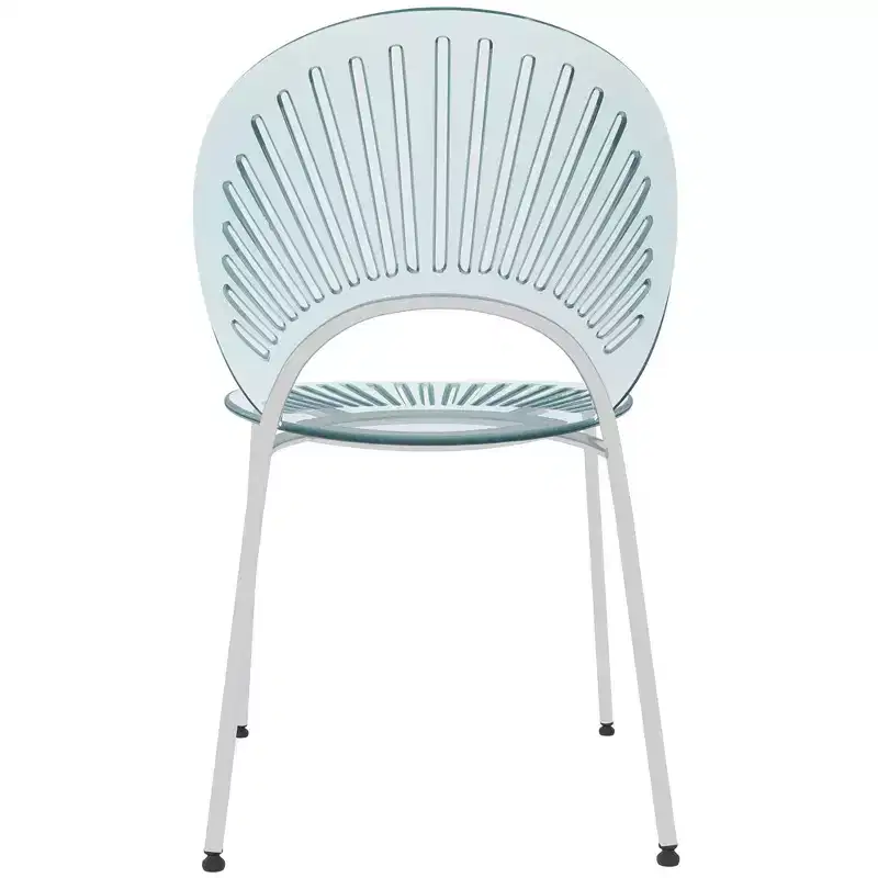 LeisureMod Opulent Modern Acrylic Dining Chair  Transparent Seat with Chrome Metal Legs, Stylish Durable Accent Chair for Kitchen, Dining Room, Cafe