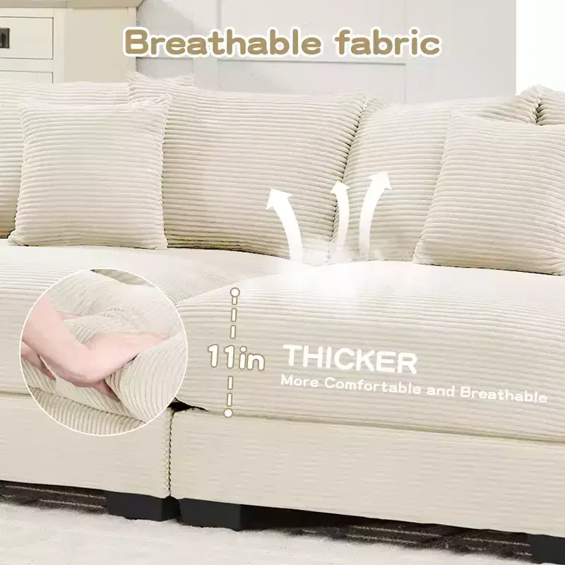 Oversized Cloud Modular Sectional Couch,Convertible Sectional Couches Deep Seat Extra-Wide Armrests