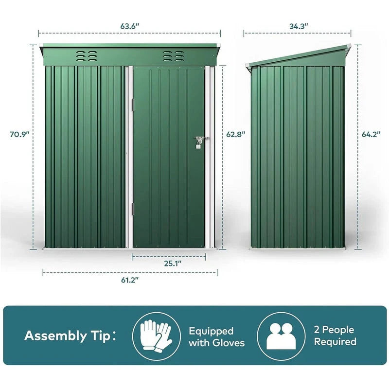 Outdoor Storage Metal Shed Garden Tool Shed with Lockable Door for Patio Furniture and Tools