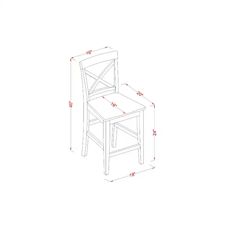 Counter Height Dining Set - Pub Table & Bar Stools with Backs - Modern Kitchen Set