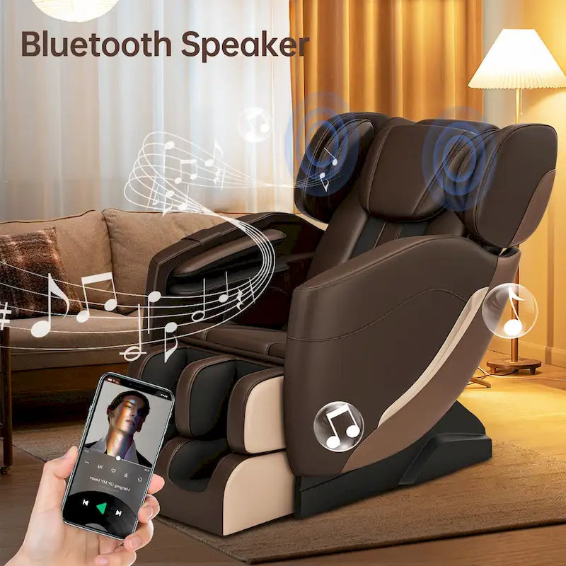 Full Body Massage Chair with Zero Gravity, Bluetooth Speaker & Foot Roller