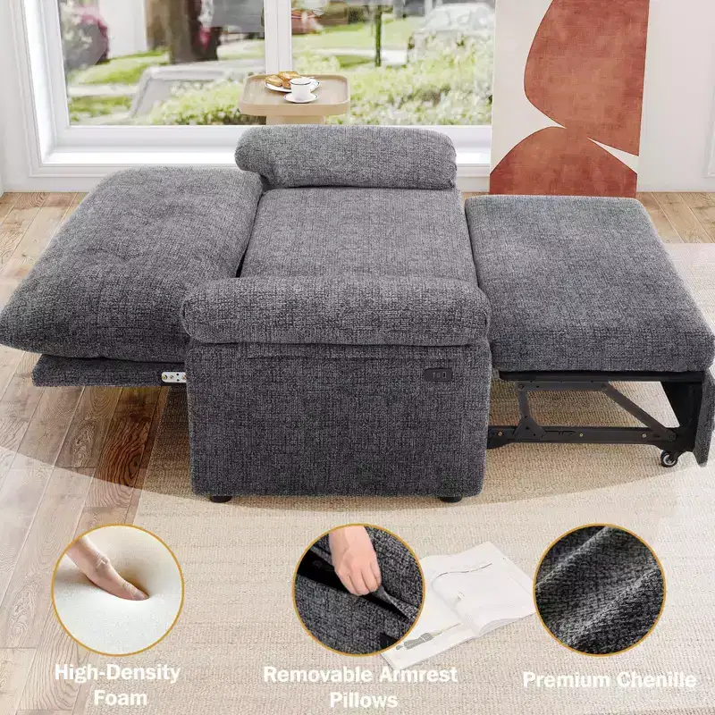 Dyonery 3-in-1 Convertible Sofa Bed, Pull Out Sleeper Sofa with Adjustable Backrest