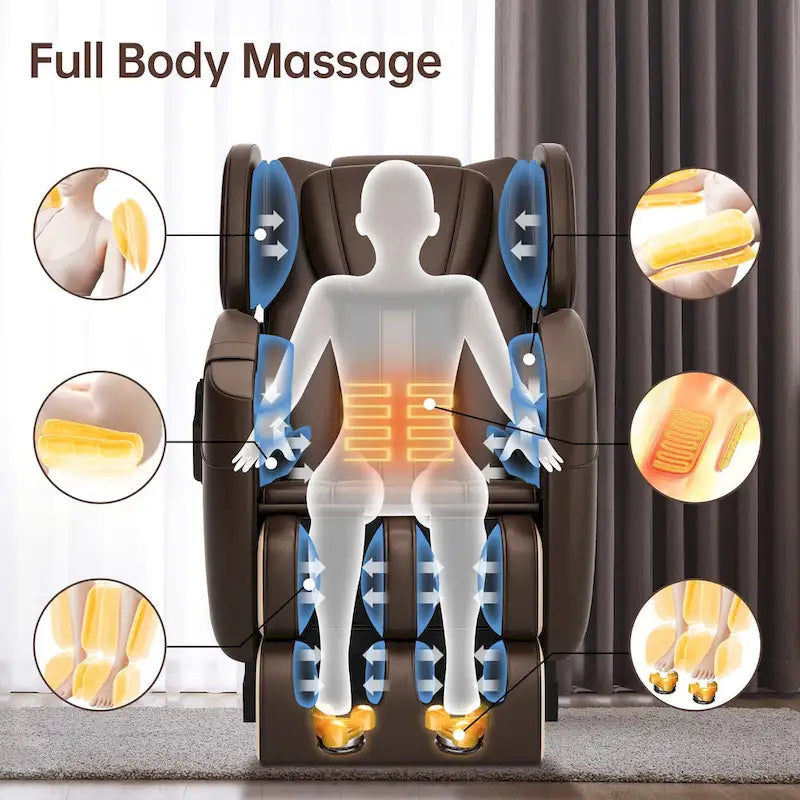 Full Body Massage Chair with Zero Gravity, Bluetooth Speaker & Foot Roller