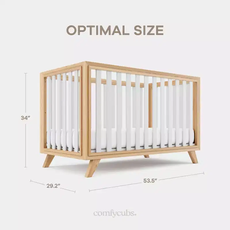 Comfy Cubs Baby Crib for 0 to 3 Years - Adjustable Mattress Height - 80 lbs Capacity Nursery Bed