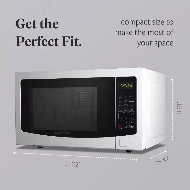 Farberware 1.1 Cu. Ft. Countertop Microwave Oven  1000W Power, Auto Cook Settings, Defrost, and Safety Lock