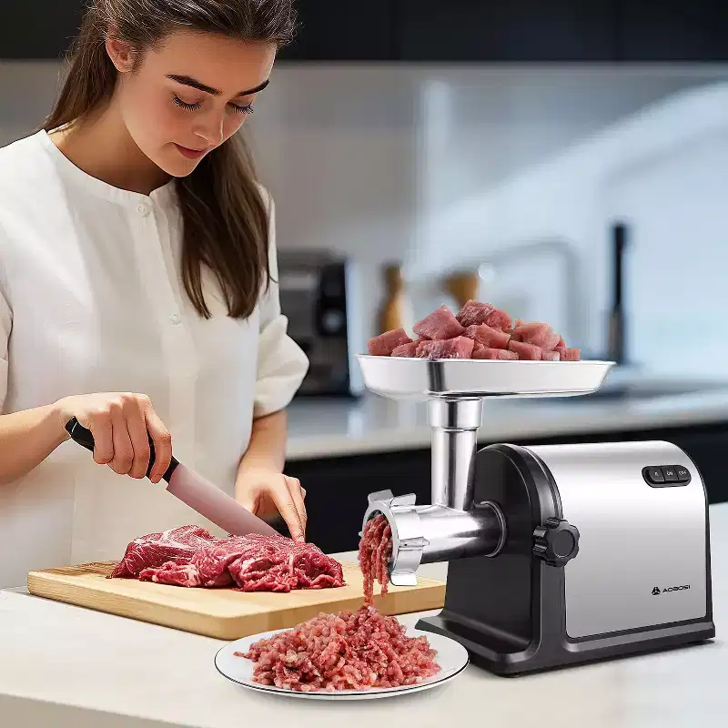 3000W Electric Meat Mincer, Grind 2 lbs/min, Heavy-Duty Multipurpose Stainless Steel Meat Grinder with 3 Grinding Plates, 3 Sausage Tubes & Kubbe Kit