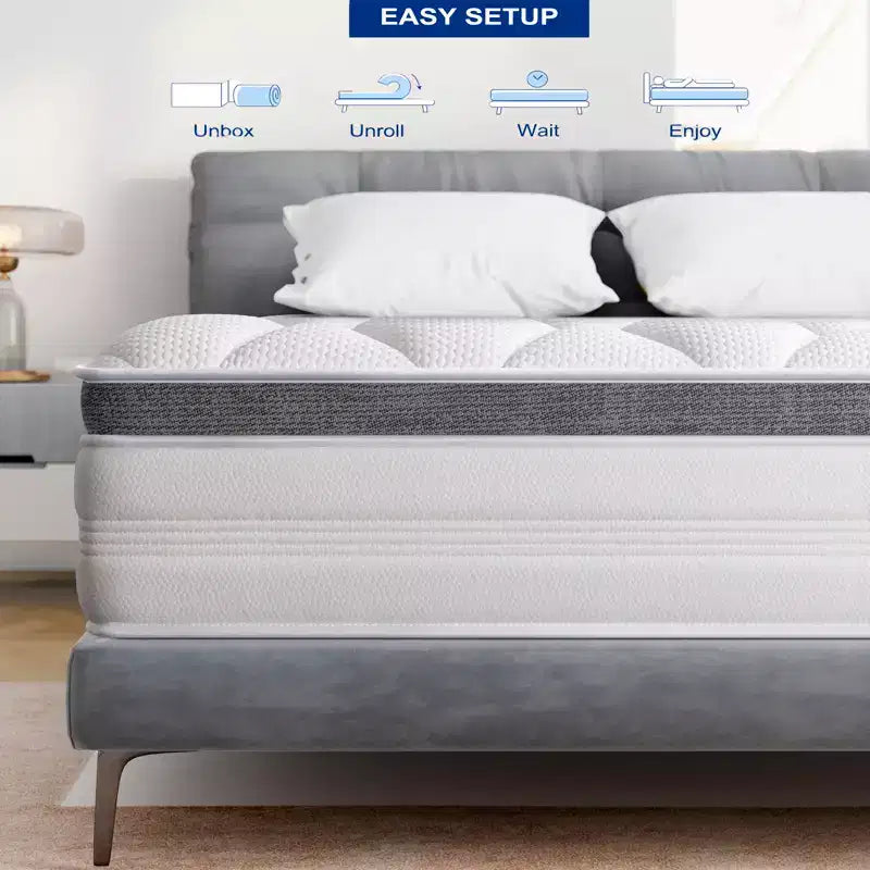 Wuleitex 10 inch comfortable memory foam mattress, three layers of breathable high-quality foam mattress, with removable cover